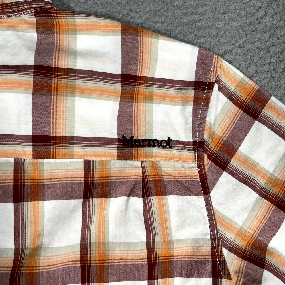 Marmot Shirt Mens Large Plaid Casual Preppy Button Up Pocket Outdoor Hiking Logo - Picture 11 of 11